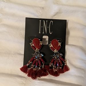 INC Red Drop Earrings